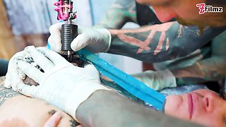 Inked paramours Big Dick foursome merry's tattooed escapade