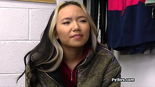 Asian babe punished for stealing jacket at the mall