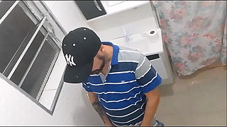 Naughty Girl Enters the Men's Bathroom of the Bar!