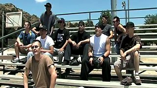 Bunch of horny cheerleader studs came to watch sexy chicks playing baseball