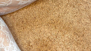 Rubbing my legs in stocking and thong and screwing around