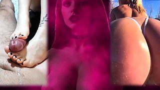 Tan stud gives a POV blowjob to his big cock