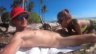 Asian amateurs get steamy in POV reality on a Thai beach