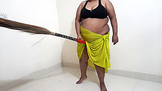 Desi Maid Gets Sexually Aroused While Sweeping the House and Has Sex with the Broom