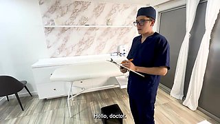 Gynecologist probes the spacious cunt of his curvaceous Colombian COUGAR patient with his large penis.