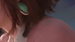 Nighttime Seduction - Red Bow Unfastened, Blue Skirt Lifted, Secret Nipples Exposed Under Soft Light