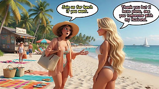 Married Blonde's Beach Tease Becomes Wild House Game with Husband and Young Men