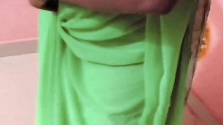 Desi Tamil Slut Wife Renu No Bra Blouse & No Panty Petticoat Saree Tease for Secret Lover! Indianhotwifex