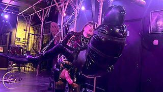 Latex Drone Fisting and Fuckathon Part 2 - Vivienne L'amour Fists, Pegs and Wanks Her Suspended and Bound Slave Slut