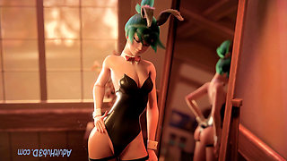 Green-Haired Bunny Girl Sucks and Gets Fucked
