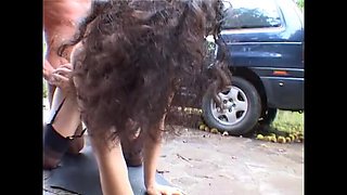 First Anal Sex with Beautiful Italian Teen and Mature Woman Using Toy Outdoor Threesome