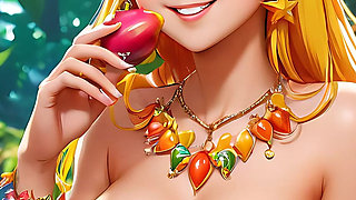 Cartoon Nude Adult Woman Eating Star Fruit - Ai Artistic Slideshow