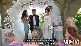 VIP4K. Hot bride is having a rough sex with a master of ceremonies, guests are shocked