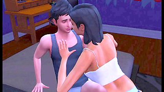 Game play, father, cartoon fuck