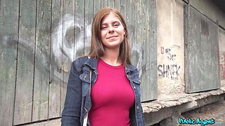 Tiffany shows her white panties on the street