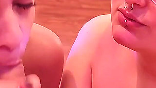 Desperate Roommate Has Double Blowjob Facial Cum