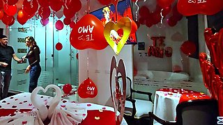 I went with my neighbor's wife to celebrate Valentine's Day