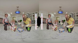 Naughty Coeds, Katie Kinz And Lilly Bell, Enjoy A Creamy Sundae With Their Friends Dad