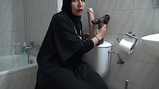 My Hot Wife Masturbates in Front of a Public Toilet