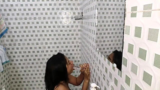 Slut Gets Fucked, in Her Stepbrother's Bathroom Secretly