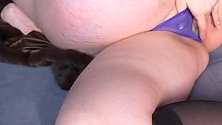 Pregnant, Fur Coat, Nylons, Heels and Hot Orgasm