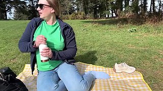 Emma Voyeur's Public Park Picnic Accident - Wet Jeans Pissing Fantasy