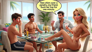 Married Blonde's Beach Tease Becomes Wild House Game with Husband and Young Men (ai Generated)