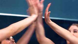 Girlsway - horny manager Angela White taunts employees Abella Danger & Krissy Lynn while on smartphone calls