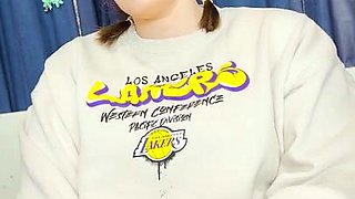 Amateur blonde teen sucks cock in POV in bathroom