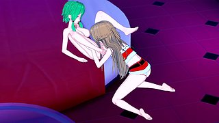 Animation, lesbian scissoring, game hentai