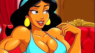 Princess Jasmine pussy rubs magic lamp for hot hentai pleasure - Octopussy cartoon sex parody