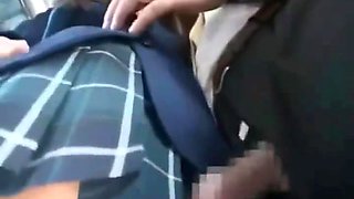 public handjob in bus and he cums on passenger!