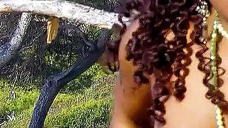 Ebony teen Nancy fucked by strangers on vacation on the beach