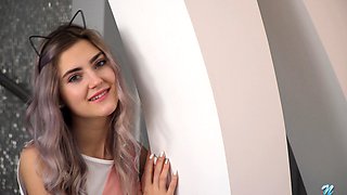 Super hot busty blonde babe fucks a big dick on webcam