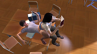 Asian Girl Studying on top of her friend : 3D Hentai