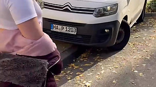 Public Walk in School Uniform and Flashing