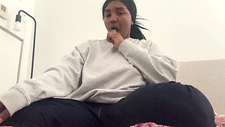 Ebony Creamy Cum and Self Degradation During Masturbation