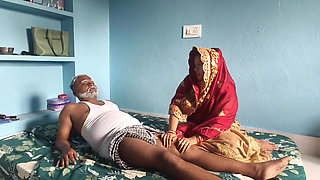 Old Man Affair with Stepdaughter-in-law, When His Stepson Was Not at Home, Cum in Mouth
