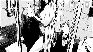 Cartoon  girl with dildo in shower...