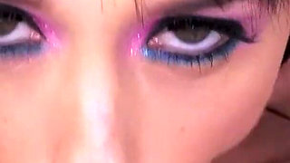 Brunette milf Alana Cruise no hands POV cum swallow blowjob