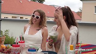 Ersties - Lesbian 4-way pool orgy on the roof terrace