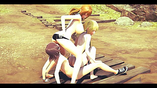 Fary Tail and One Pice Hentai - Lucy and Nami Lesbian Bisexual Threesome Sex - Japanese Asian Manga Anime Film Game Porn