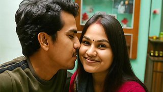 South Indian Milky Aunty With Her Kiss Romantic On Bed By -snapchat143