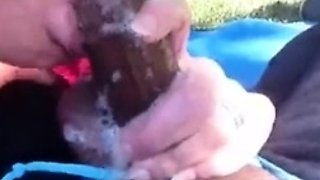 Big tit blonde gives blowjob to big cock