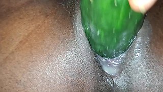 She Loves Cucumber and Banana in Her Pussy