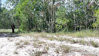 Gorgeous redhead babe Sakura Hell likes outdoor pissing so much