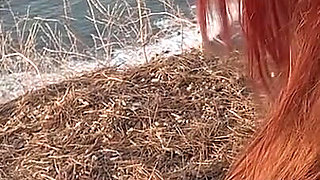 Artemisia Love Sexy Big Boobs Close up Perfect Nipples Outdoor by the Ocean Stunning View