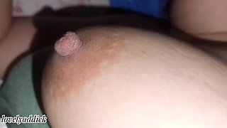 Sleepy Step Sister Under Blanket - Big Tits & Pink Nipples Close Up Voyeur