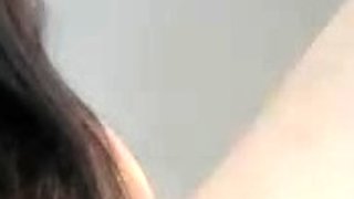 Big tit shemale jerks her long cock