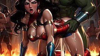 Wonder Woman Hentai Full Movie - Japanese Cosplay BDSM with Natural Tits & Monster Fuck